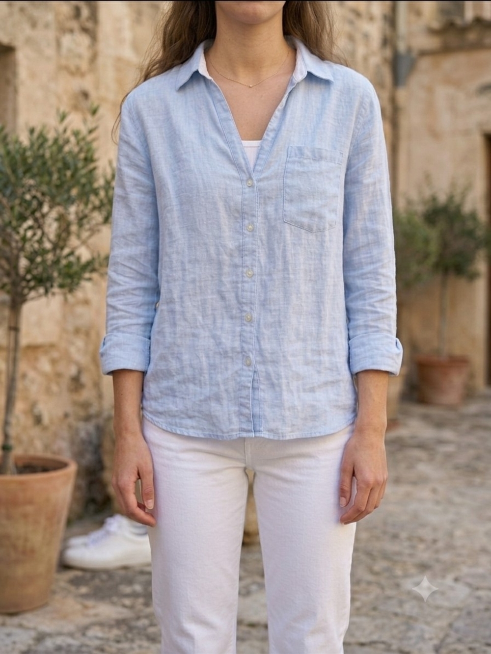 ​Sigrid Olsen 100% Linen Button Down Shirt — Women's Size Medium